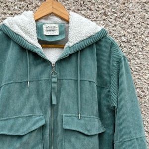 Turquoise Mermaid Corduroy Cropped Jacket NWOT